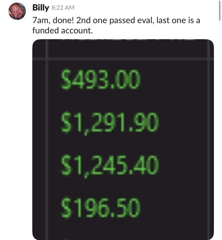 Member result — Billy passed evals
